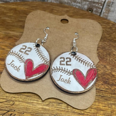 Personalized Number Baseball/Softball Earrings