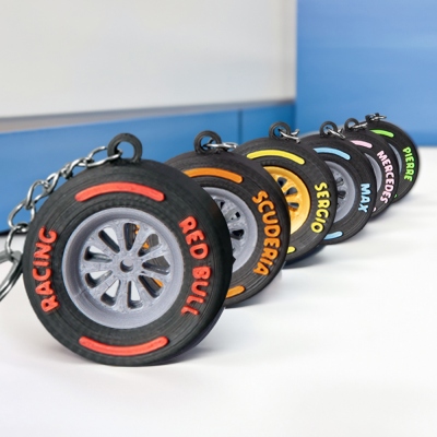 Personalized F1 Keychain,Custom 3D Print Formula 1 Car Tire,F1 Keychain Tire Pendant,F1 Merch,Father's Day Gift, Racing Gifts for Boyfriend/Men/Dad