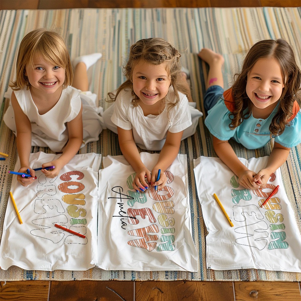 DIY Personalized Cousin Crew Pillowcase, Made for You to Color and Customize with Names, Perfect Family Party Gift