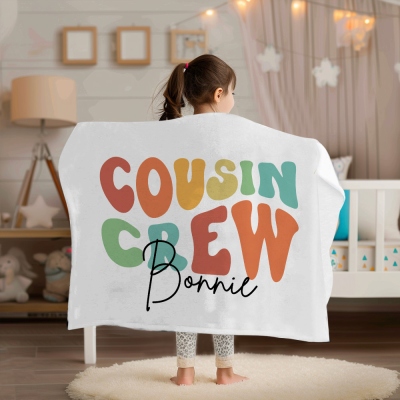 Personalized Cousin Crew Blanket, Family Gift