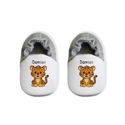 Personalized Newborn Booties, custom name Baby Animal Shoes, baby cotton booties for Baptism/Christening/Newborn Birth Gift