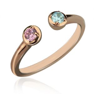 Dual Birthstone Ring Rose Gold Plated Silver