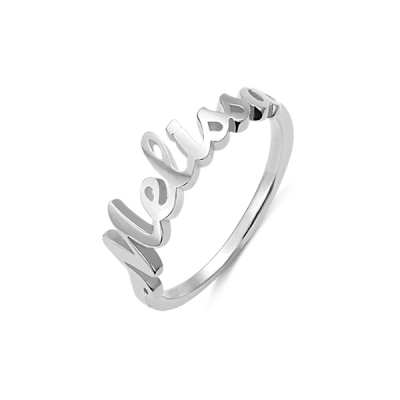 Personalized Single Name Silver Ring  