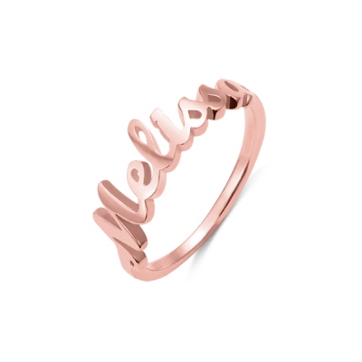 Personalized Single Name Ring in Rose Gold