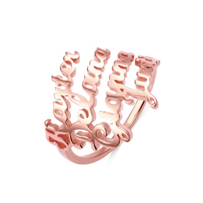 Personalized 4 Names Ring in Rose Gold