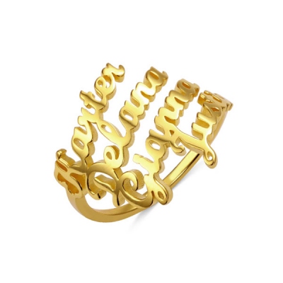 Personalized 4 Names Ring in Gold