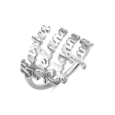 Personalisierte 4 Namen-Ring in Silber