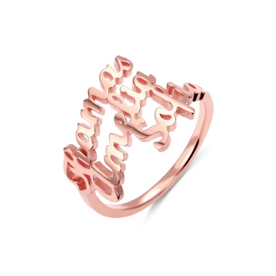 Personalized 3 Names Ring in Rose Gold