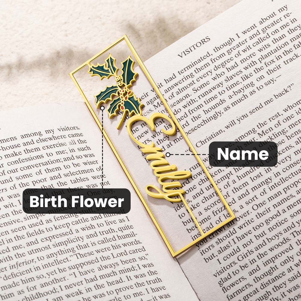 Custom Handmade Watercolor Birthday Flower Name Bookmark, Colorful Birthday Flower Stainless Steel Bookmark, Gift for Book Lovers/Readers