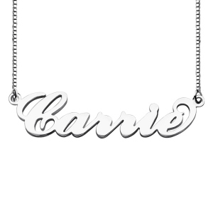 Customized Box Chain Carrie Name Necklace Silver