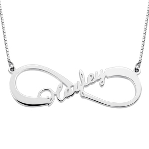 Personalized Silver Infinity Necklace with Initials Gift for Her 