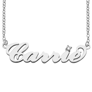 Customized Sterling Silver Carrie Name Necklace With Birthstone