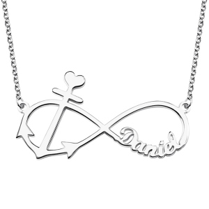 Forever Love Infinity Anchor Name Necklace Sterling Silver