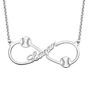 Customized Infinity Baseball Name Necklace Sterling Silver