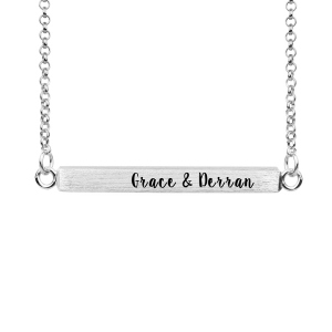 Custom 4-Sided Engraved Bar Necklace Sterling Silver