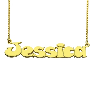 Personalized Gold Over Children's Comic Style Name Necklace