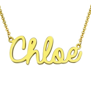 Personalized Cursive Style Name Necklace 18K Gold Plated