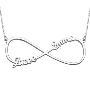 Infinity halsband med två namn sterling silver