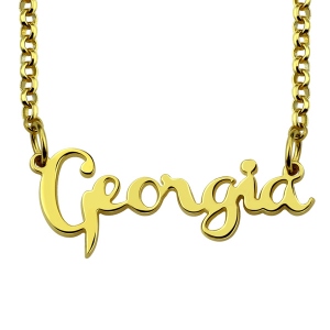 Personalized Cursive Style Name Necklace Gold Plated Silver