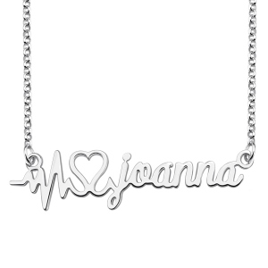 Personalized Heartbeat Name Necklace Sterling Silver