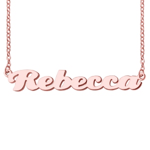 Personalized 18K Rose Gold Puff Nameplate Necklace