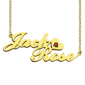 Gold Double Nameplate Lovers Name Necklace Carrie Style