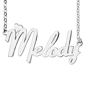 Personalized Sterling Silver Fiolex Girls Fonts Heart Name Necklace