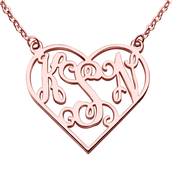 Couples Monogram Initials Necklace Silver & Rose Gold Order Your Initials