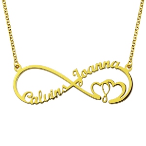 Infinity Heart In Heart 2 Names Necklace Gold Plated Silver