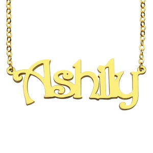 18K Gold Plated Harrington Style Name Necklace