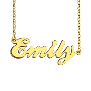 Cursive Nameplate Necklace 18K Gold Plated