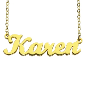 Solid Gold Karen Style Name Necklace