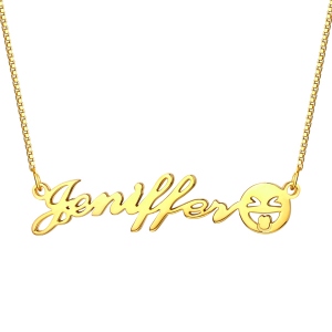 Personalized Name Emoji Necklace in Gold