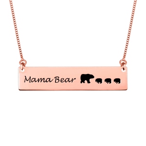 Custom Mama Bear Bar Necklace In Rose Gold
