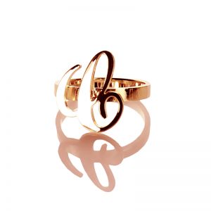 Rose Gold Carrie Initial Letter Ring