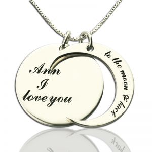 Personalized Inspirational Moon and Back Necklace Sterling Silver