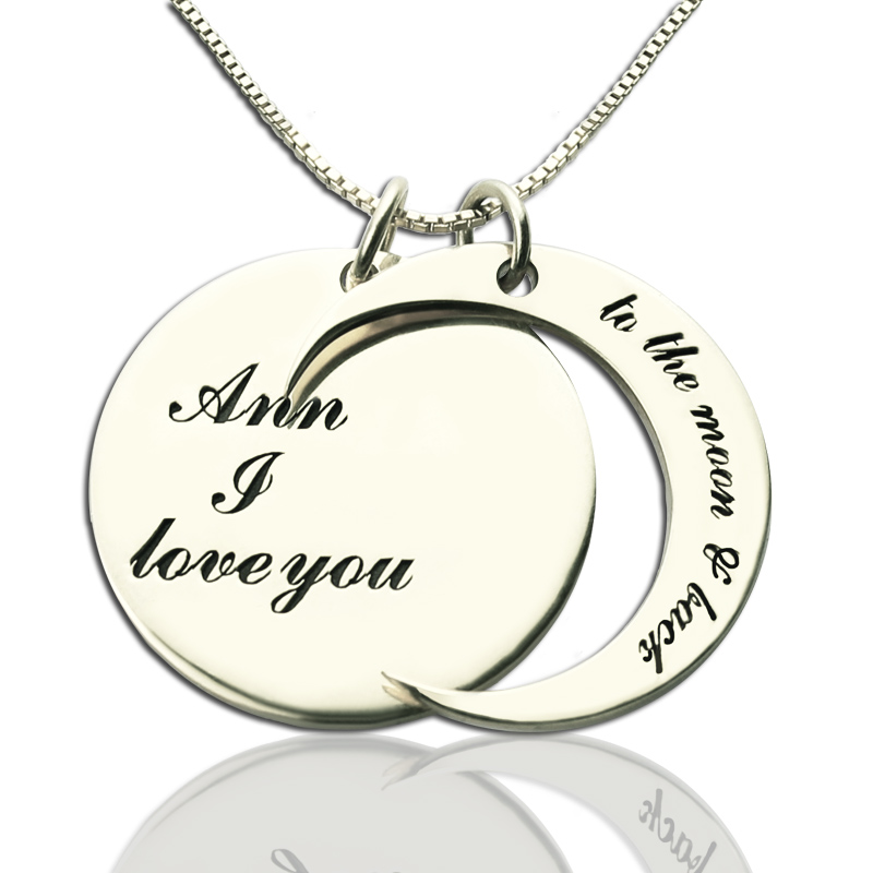 Personalized Inspirational Moon and Back Necklace Sterling Silver ...