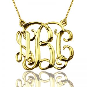 Custom Cube Monogram Initials Necklace 18K Gold Plated