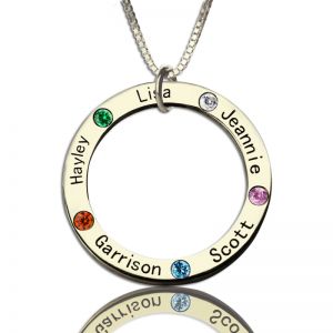 Personalized Circle of Life Necklace Engraved Birthstone