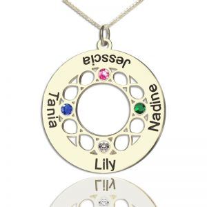Infinity Family Names Circle Necklace For Mom Sterling Silver