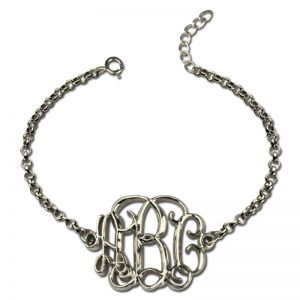 Celebrity 3D Monogram Initial Bracelet Sterling Silver