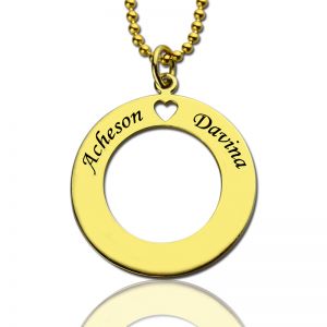 Personalized Circle of Love Name Necklace Gold Plated 925 Silver