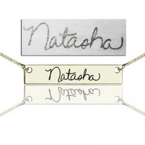 Custom Necklace With Your Signature Bar Silver