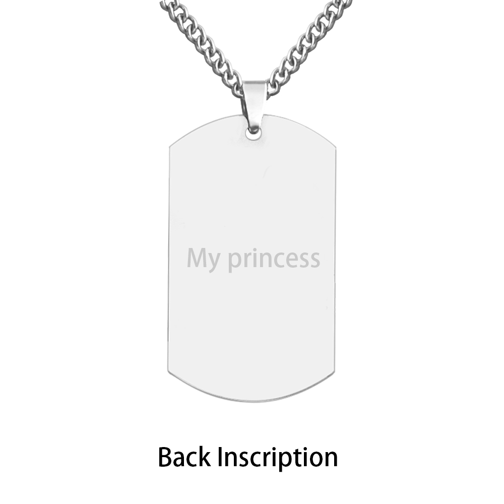 1-4 Pictures-Engraved Dog Tag Necklace