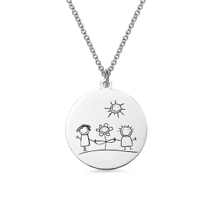 Personalised Graffiti Disc Necklace in Silver