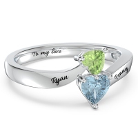Double Heart Gemstone Promise Ring