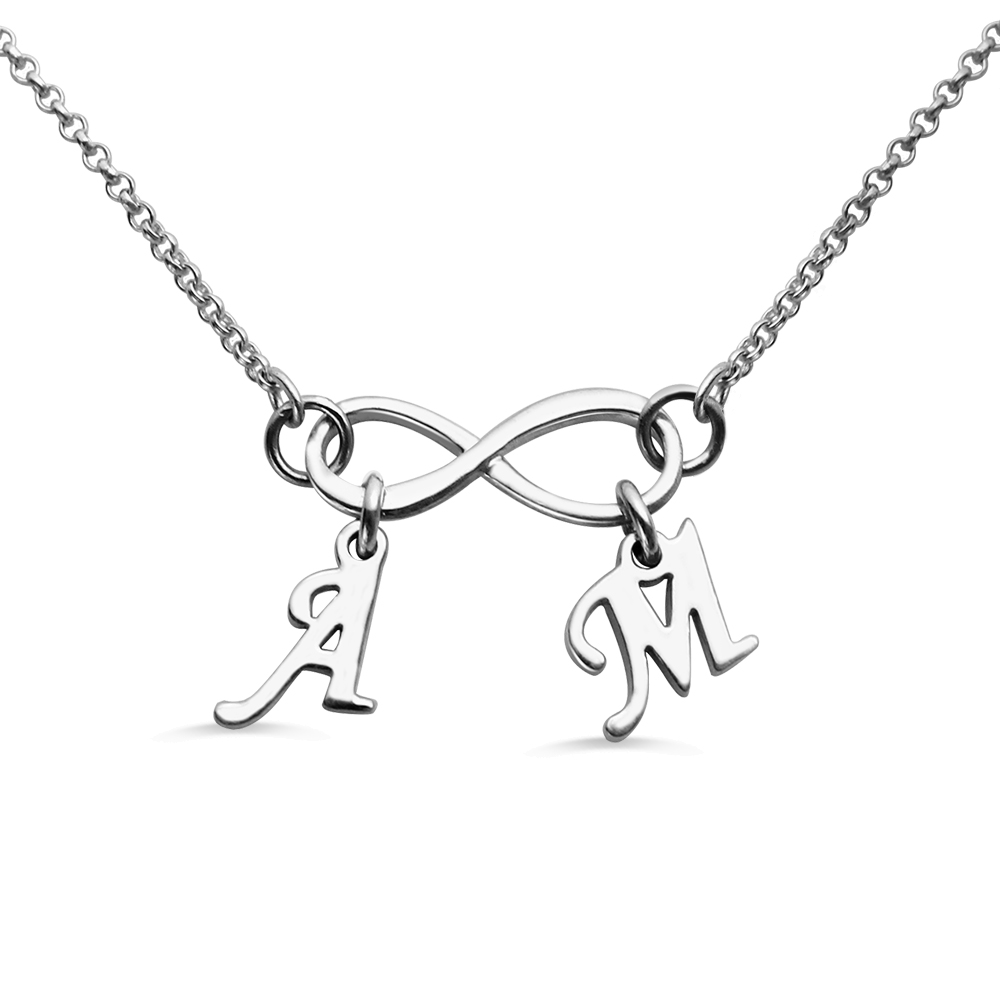 HACOOL Personalized 925 Sterling Silver Infinity Love Necklaces Set Custom Made with Any Names & Initials