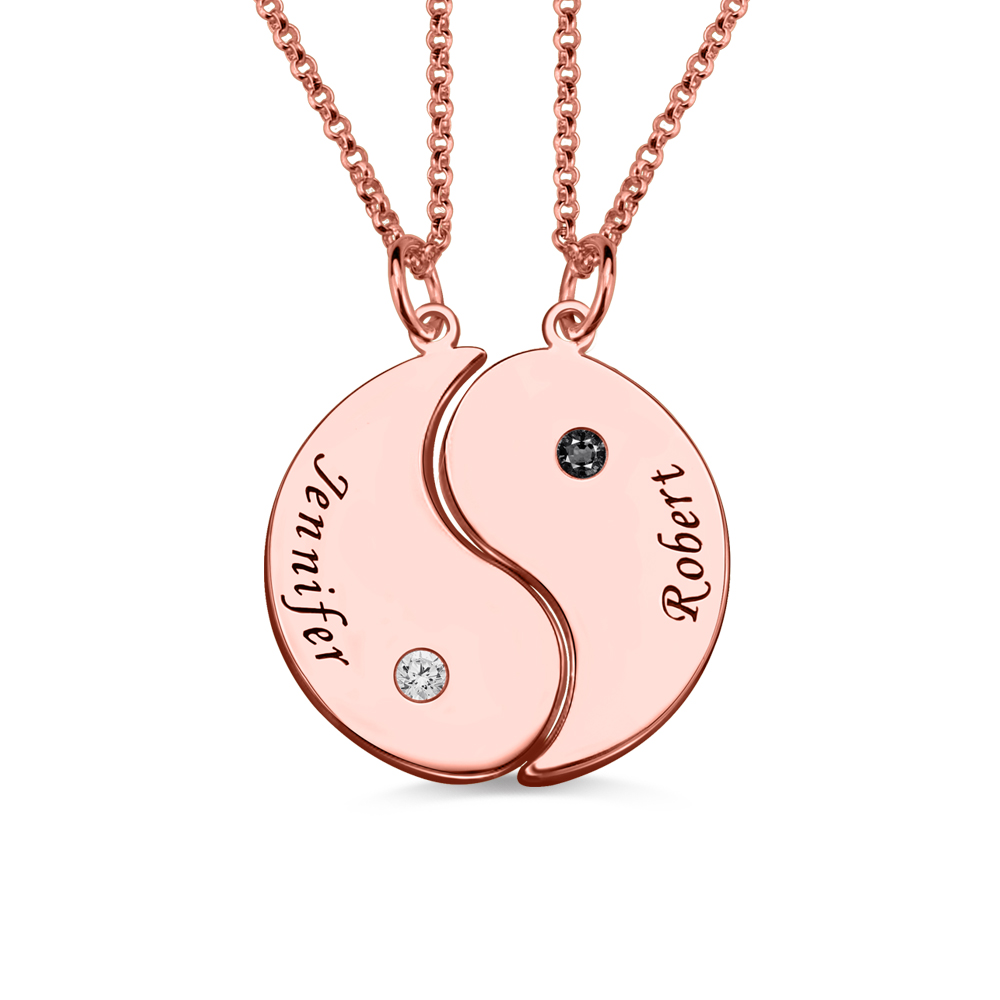 valentine's necklace yin yang his and her necklaces rose gold