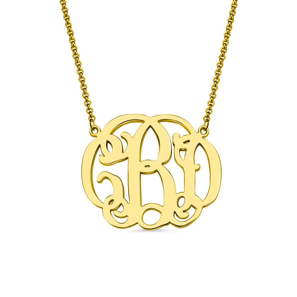 18K Gold Custom Celebrity Monogram Initial Necklace Unique Gift