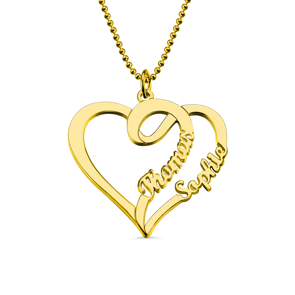 Valentine S Day Gift Double Name Heart Necklace For Couples